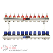 Коллекторные группы из латуни с расходомерами и регулирующими клапанами Varmega VM15411