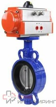 Затвор дисковый поворотный DN.ru WBV3232N-2W-Fb-H Ду125 Ру16, корпус - нержавеющая сталь 316L, диск - нержавеющая сталь 316L, уплотнение - NBR, с пневмоприводом DN.ru PA-DA-105 и электропневматическим поворотным позиционером YT-1000RSN без обратно...