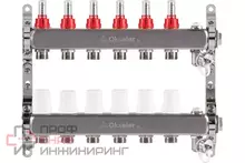 Блок коллекторный OKSELER с расходомерами, дренажным краном и краном Маевского, 6 вых., 1x3/4EK