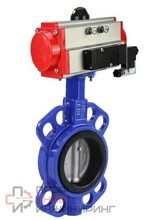 Затвор дисковый поворотный DN.ru WBV3432N-2W-Fb-H Ду125 Ру16, корпус - углеродистая сталь WCB, диск - нержавеющая сталь 316L, уплотнение - NBR, с пневмоприводом DN.ru PA-DA-105, пневмораспределителем 4V320-10 220В и БПВ AFC2000