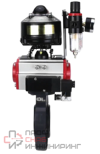 Затвор дисковый поворотный DN.ru WBV4242E-2W-Fb-ISO Дн100 Ру10 межфланцевый, корпус - НПВХ, диск - НПВХ, уплотнение - EPDM, с пневмоприводом PA-SA-083, пневмораспределителем 4M310-08 220В, БКВ APL-510N EX и БПВ AFC2000