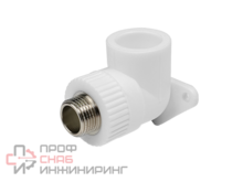 Угольник полипропиленовый комбинированный 90° КОНТУР PP-R D25-1/2" н/р с креплением