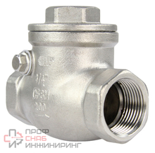 Клапан обратный DN.ru VC3232P-T Ду20 Ру16, корпус - нержавеющая сталь 316, уплотнение - PTFE, поворотный, муфтовый