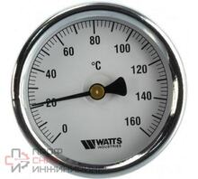 Термометр WATTS биметаллический F+R801 OR 63mm 0-160C, гильза 50мм 10005806
