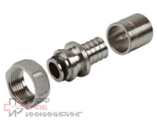 Резьбозажимное 16 x 2.2-3/4", Sanext, обжим-резьба, вн., латунь никелированная, евроконус, с накидной гайкой