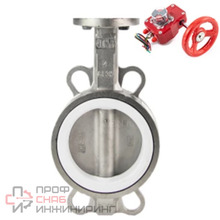Затвор дисковый поворотный DN.ru WBV3131P-2W-Fb-R Ду200 Ру16 межфланцевый, корпус - нержавеющая сталь 304, диск - нержавеющая сталь 304, уплотнение - PTFE, с редуктором DN.ru HGBF RQN3-680Z с индикатором положения и датчиком обратной связи