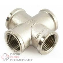 Крестовина 3/4"-3/4"-3/4"-3/4", General Fittings 2700, резьба-резьба, вн., латунь никелированная