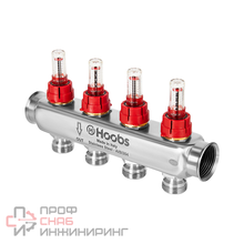 Коллектор Hoobs, нерж. ст., с расходомерами, 1" х 3/4"-2 вых .
