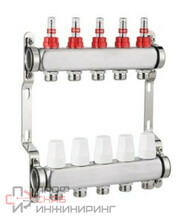 Коллекторный блок 1"х3/4" 6 выходов с расходомерами нерж. сталь Zegor