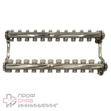 Коллекторный блок Gekon для теплого пола и радиаторного отопления 1"x3/4"EU отверстий-11, в комплекте: термостат., Gekon_Armatura