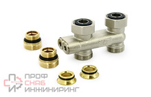 Узел прямой перекрёстный Uni-Fitt НВ 3/4" х 3/4"ЕК радиаторный со встроенными вентилями, с ниппелями и адапт