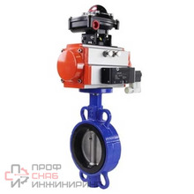 Затвор дисковый поворотный DN.ru WBV3432V-2W-Fb-H Ду300 Ру16, корпус - углеродистая сталь WCB, диск - нержавеющая сталь 316L, уплотнение - Viton, с пневмоприводом DN.ru PA-DA-140, пневмораспределителем 4M310-08 24В и БКВ APL-210N