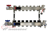 Коллектор WAAG 1"х3/4", 7 выходов, c клапанами, сталь нержавеющая, в сборе