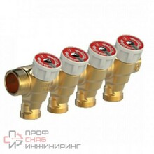 Коллектор латунный с запорными клапанами 3/4" м/р 2в 1/2" ЕК н/р 35мм Giacomini