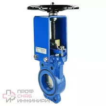 Задвижка шиберная DN.ru GVKN1331N-2W-Fb-S Ду100 Ру16 двусторонняя, межфланцевая, шпиндель - невыдвижной, корпус - чугун GGG40, шибер - нержавеющая сталь 304, уплотнение - NBR, управление - штурвал,