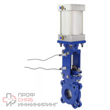 Задвижка шиберная DN.ru GVKR1331M-1W-Fb-2P Ду80 Ру16 межфланцевая, шпиндель - выдвижной, корпус - чугун GGG40, уплотнение - металл, с пневмоприводом, WENZ, индукц.датчиками LJ12A3-4-J/EZ 220В