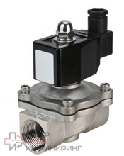 Клапан электромагнитный DN.ru VS331-VT-NC-24VDC 1 1/2" Ду40 Ру10 корпус - нержавеющая сталь 304, уплотнение - Viton, резьбовой, нормально-закрытый, прямого действия, катушка - 24В