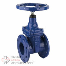 Задвижка с обрезиненным клином Rushwork 100-600-10, DN600, PN10, корпус - GJS-500-7 (GGG50)  клин - GJS-500-7 (GGG50)  уплотнение - EPDM, Ф/Ф, штурвал