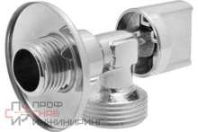 Кран шаровой AQUALINK угловой с обратным клапаном и отражателем хром НН 1/2x3/4