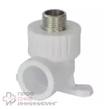 Угольник РосТурПласт PP-R бел комб Дн20х1/2" НР с креплением 10806