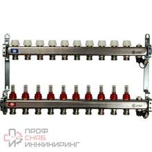 Коллектор из нержавеющей стали с расходомерами Stout, с клапаном вып. воздуха и сливом 10 вых