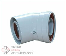 Дымоход Отвод Wolf 45° для концентрической дымовой трубы DN60/100 для CGG /FGG