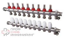 Коллекторная группа TERRA в сборе с ручным воздухоотводчиком 1"х 11+1-выхода 3/4 евроконус (нержавеющая сталь)
