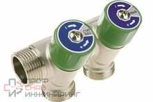 Коллектор модульный, 3/4" 2 контура, размер отвода-3/4" ЕК, с вентилями, латунь Elsen