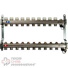 Коллектор с запорными клапанами Stout 1х3/4 на 10 выходов