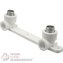 Угольник THERMOLIGHT комбинированный PP-R НР с креплением двойной 20х1/2" белый (5/25)