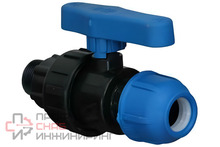 Кран шаровой РосТурПласт компрессионный полипропилен наружная резьба 40х1" для полиэтиленовых труб