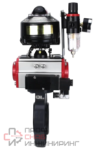 Затвор дисковый поворотный DN.ru WBV4242E-2W-Fb-ISO Дн50 Ру10 межфланцевый, корпус - НПВХ, диск - НПВХ, уплотнение - EPDM, с пневмоприводом PA-DA-052, пневмораспределителем 4M310-08 24В, БКВ APL-510N EX и БПВ AFC2000