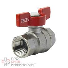 Кран шаровой, TECEflex, полнопроходной, резьба внутр./внутр, хром., ручка -бабочка красная, 3/4