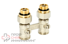 Узел прямой Uni-Fitt НН 1/2" х 3/4"ЕК радиаторный со встроенными вентилями, с ниппелями