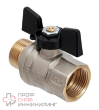 Кран шаровой латунный Hoobs НР/ВР 1/2'' с ручкой-бабочкой чёрного цвета