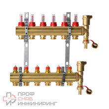 Комплект коллекторов Ридан FHF-6RF set с расходомерами, кронштейнами и воздухоотводчиками, 6 конт.