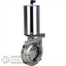 Затвор дисковый поворотный DN.ru WBV3131E-2W-W-H Ду100 Ру10 пищевая нержавеющая сталь 304, уплотнение – EPDM, под приварку, с пневмоприводом DN.ru PA-SA-85 с возвратными пружинами