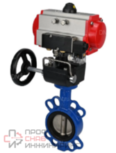 Затвор дисковый поворотный DN.ru WBV3432V-2W-Fb-H Ду65 Ру16, корпус - углеродистая сталь WCB, диск - нержавеющая сталь 316L, уплотнение - Viton, с пневмоприводом DN.ru PA-DA-065, пневмораспределителем 4M310-08 24В и ручным дублером MON1-250-T26-ISO