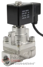 Клапан электромагнитный на высокое давление DN.ru VS931-PT-NC-24VDC 1" Ду25 Ру6-100 соленоидный двухходовой поршневой. корпус - нержавеющая сталь 304. уплотнение - PTFE. резьбовой. пилотного действия. нормально закрытый. катушка - 24В