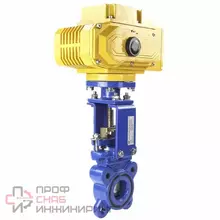 Задвижка шиберная ножевая DN.ru GVKN1331N-2W-Fb-ISO Ду50 Ру10 межфланцевая, с невыдвижным шпинделем, корпус - чугун GGG-40, уплотнение - NBR, с электроприводом DN.ru MT-N-005EM-O1-220VAC-У1 220В