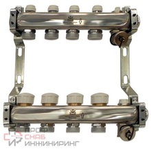 Коллекторный блок Gekon для теплого пола и радиаторного отопления 1"x3/4"EU отверстий-4, в комплекте: термостат., Gekon_Armatura