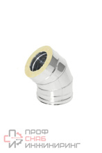 Отвод сэндвич Теплов и Сухов 45 d 115 х 200 толщина 0,8 х 0,5 нержавеющая сталь