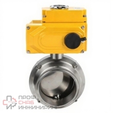 Затвор дисковый поворотный кламповый DN.ru WBV3131E-2W-C-H Ду25 Ру10 корпус - пищевая нержавеющая сталь 304, уплотнение - EPDM, с электроприводом DN.ru QT-N-005EM-O1-220VAC-У1 220В