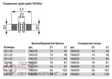 Соединение, TECEflex, труба-труба 32/32, латунь