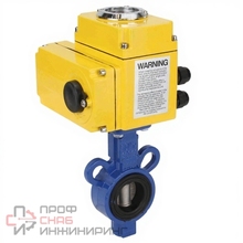 Затвор дисковый поворотный DN.ru WBV0232E-2W-Fb-H Ду32 Ру16 корпус - алюминиевый сплав, диск - нержавеющая сталь, уплотнение - EPDM, с электроприводом DN.ru QT-N-005EM-B1-220VAC-У1 (0-10В)