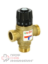 Клапан Н 1" термосмесительный 20-43°С, Kvs 1,6 смешение боковое Uni-fitt