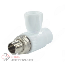 Кран PP-R бел шар Дн25х3/4" НР прям д/рад РосТурПласт