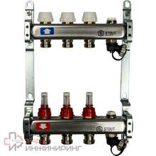 Коллектор STOUT из нержавеющей стали с расходомерами, с клапаном вып. воздуха и сливом 3 вых.