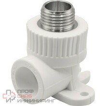 Угольник THERMOLIGHT комбинированный PP-R НР с креплением 25х1/2" белый (10/100)