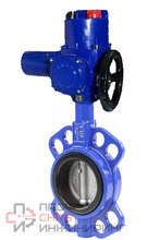 Затвор дисковый поворотный DN.ru WBV3432N-2W-Fb-H Ду100 Ру16, корпус - углеродистая сталь WCB, диск - нержавеющая сталь 316L, уплотнение - NBR, с взрывозащищенным электроприводом DN.ru QT-EX-015M-O2-220VAC-У1 220В